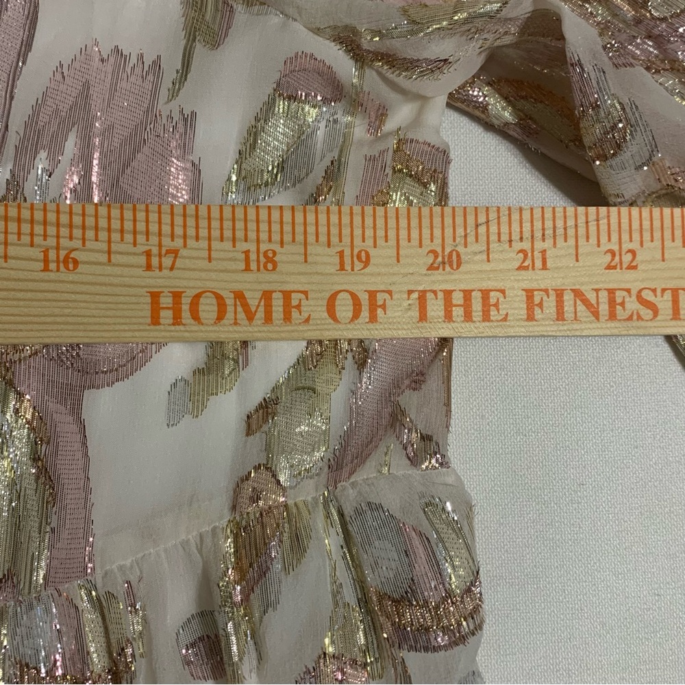 Lilly Pulitzer Sarita Silk Tiered Dress Coconut Rose Gold Metallic - Picture 12 of 14